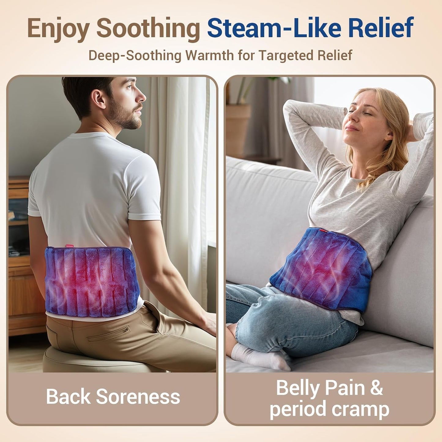 Comfytemp Microwave Moist Heating Pad for Back Pain Relief, Sciatica, FSA Eligible HSA, Microwavable Hot Therapy for Lower Lumbar, Period Cramps, Waist Warm Compress Women Men Gift, Fathers Day Dad
