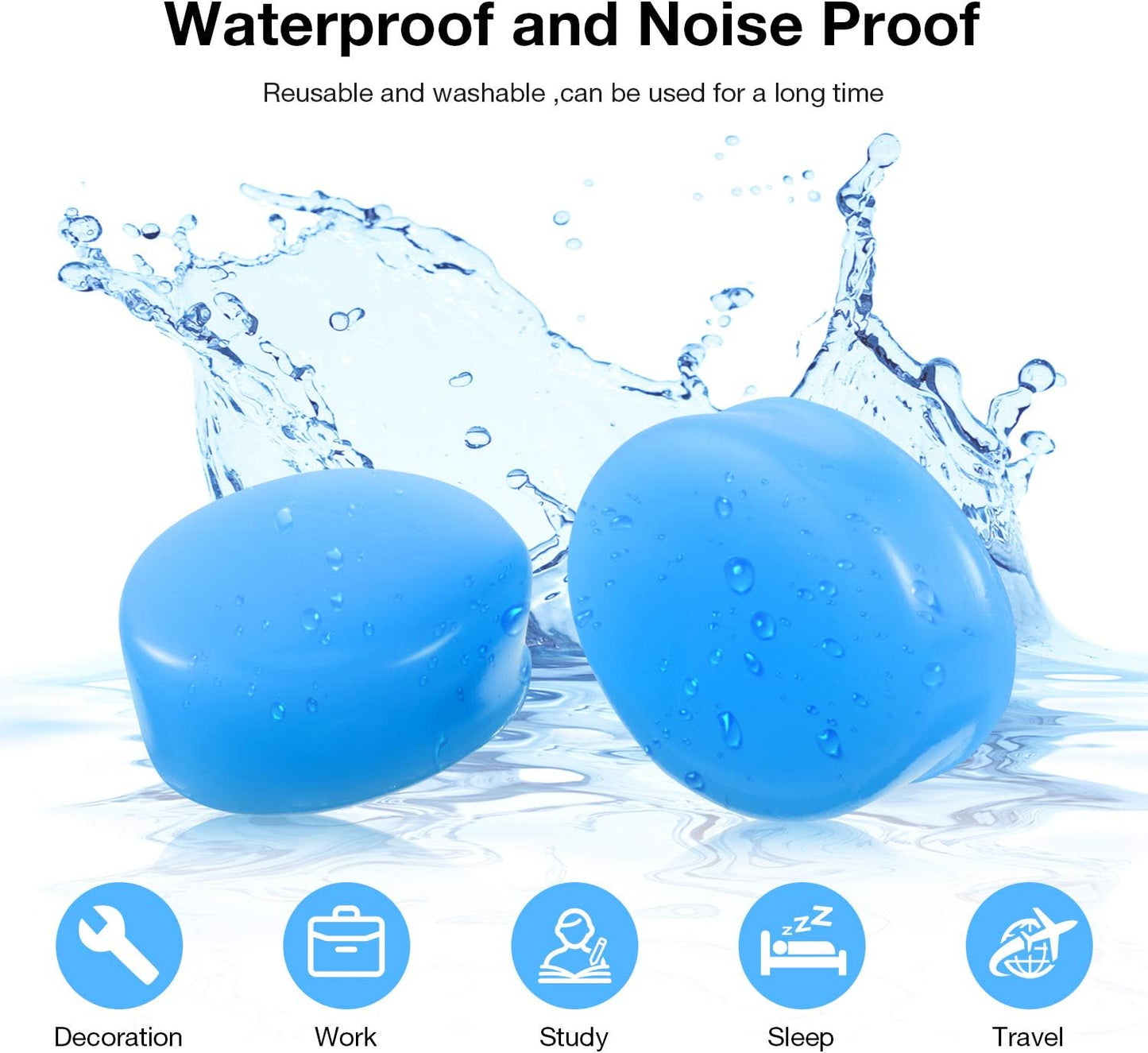 Frienda 21 Pairs Silicone Ear Plugs for Sleeping,Blue, Orange, Rose Red