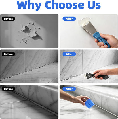 Caulk Gun Kit, Smooth Silicone Caulking Gun and Caulk Remover Tool, Sealant Finishing Tool Grout Scraper for Kitchen Bathroom Window Sink Joint, All in One with Gift Box