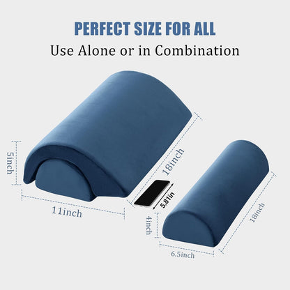 ROYALAY Half Moon Bolster Knee Pillow for Legs, Knees, Lower Back and Head, Adjustable Semi Roll Round Lumbar Support Pillow for Bed Sleeping, Health Large Half Moon Pillow for Reduce Pressure,Gray