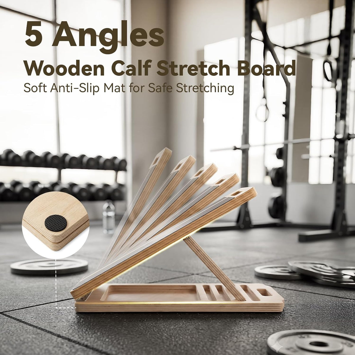 Portable Wooden Slant Board for Calf Stretching Squats Calf Stretcher Pilates Physical Therapy Equipment Adjustable Incline Board for Knees Ankle Heel Feet Leg