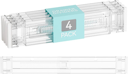 8 Pack 3.2 Inch Shallow Acrylic Drawer Dividers for Clothes -Expandable from 15-21''- Adjustable Drawer Dividers for Baby Clothing,Sock,Underwear,Clear in Drawer Separators for Dresser,Kitchen