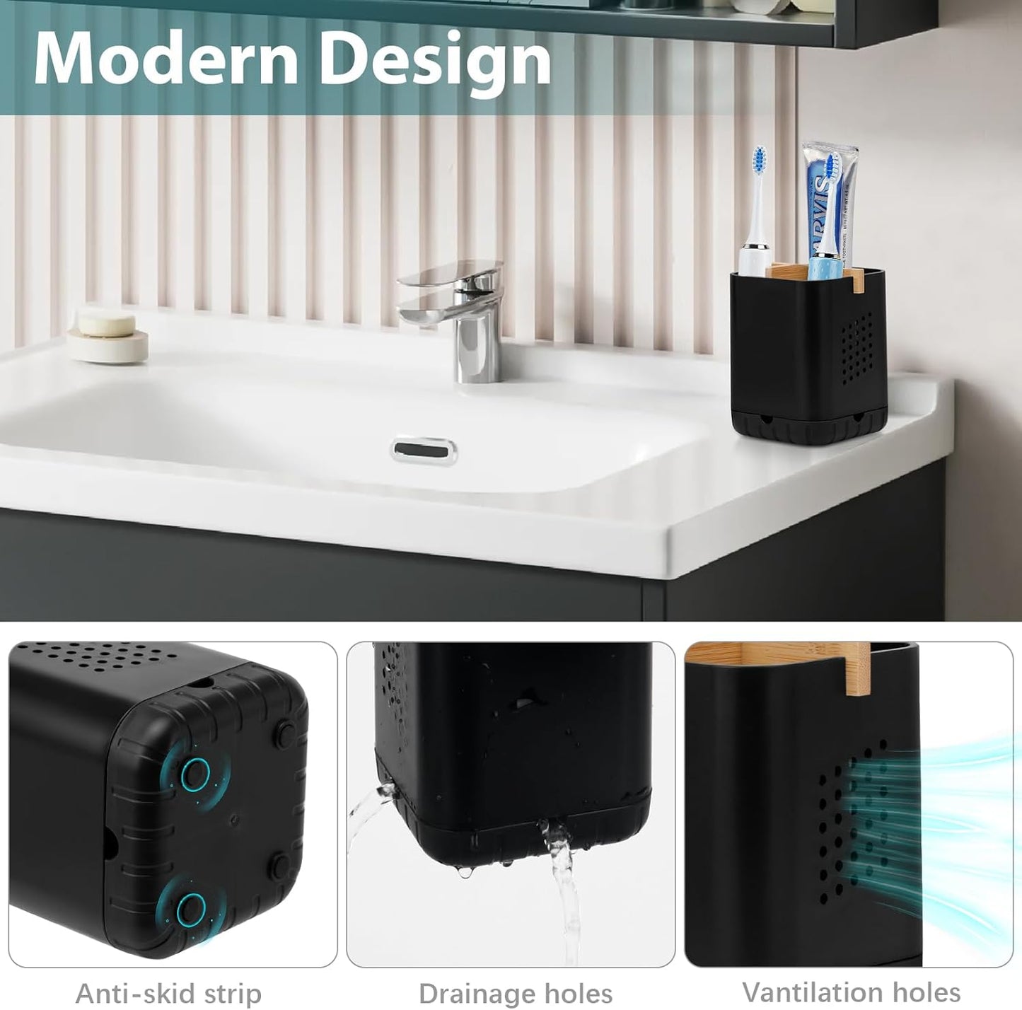 Boperzi Toothbrush Holders, Kids Toothbrush Holder with Drainage, Detachable Anti-Slip Electric Toothbrush Holder, Toothpaste Organizer Storage Caddy for Bathroom Countertop, Shower, Kitchen, Vanity