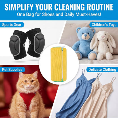 2-Pack Shoe Washing Machine Bag, Microfiber Chenille Laundry Bag for Sneakers - Self-Locking Zipper, 360° Deep Clean, Noise Reduction, Fits All Shoe Sizes, for Tennis Running & Kids Shoes