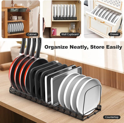 Housolution Cutting Board and Baking Tray Cookie Sheet Organizer, Black | 12"-23" Expandable, 14 Adjustable Dividers, Sturdy Metal Construction, Easy Assembly