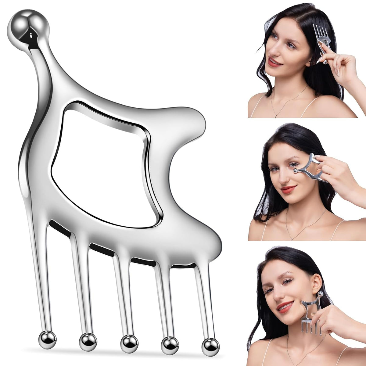 Stainless Steel Gua Sha Tool; Portable Scalp Massage Tool