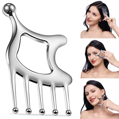 Stainless Steel Gua Sha Tool; Portable Scalp Massage Tool