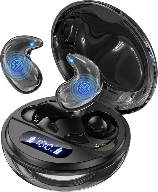 Invisible Sleep Bluetooth Earbuds for Side Sleepers, Flat Tiny Hidden Sleeping Earphones with Zero Ear Pressure, White Noise Support, No LED Lights No Notification Alerts