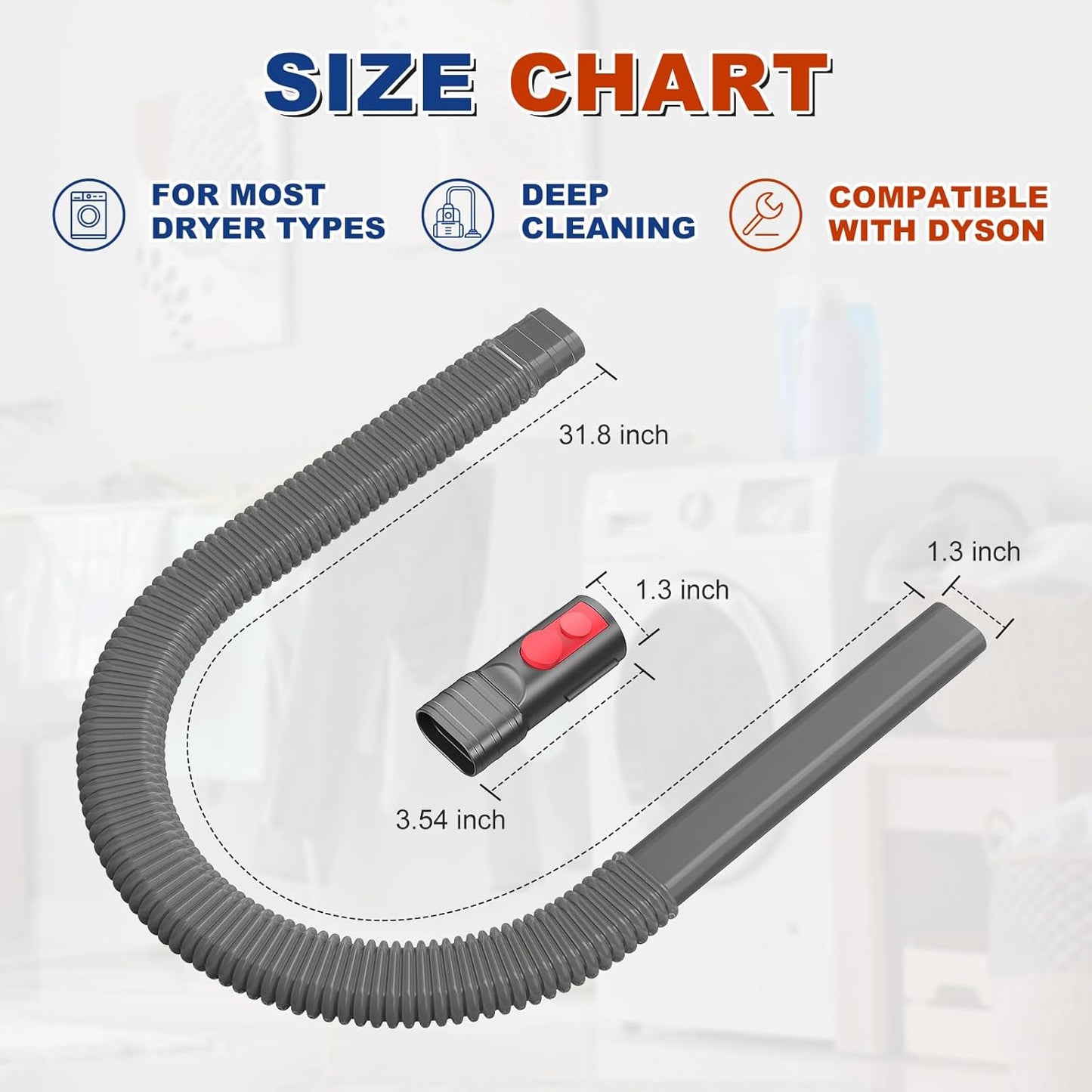 Sealegend Dryer Vent Cleaner Kit Compatible with Dyson Dryer Lint Vacuum Attachment for Dyson V7 V8 V10 V11 V12 V15 etc Cordless Vacuum Cleaner Removes Deep Lint | Gray Dryer Lint Trap Clean Hose Compatible with Dyson Dyson V7 V8 V10 V11 V12 V15 V15s