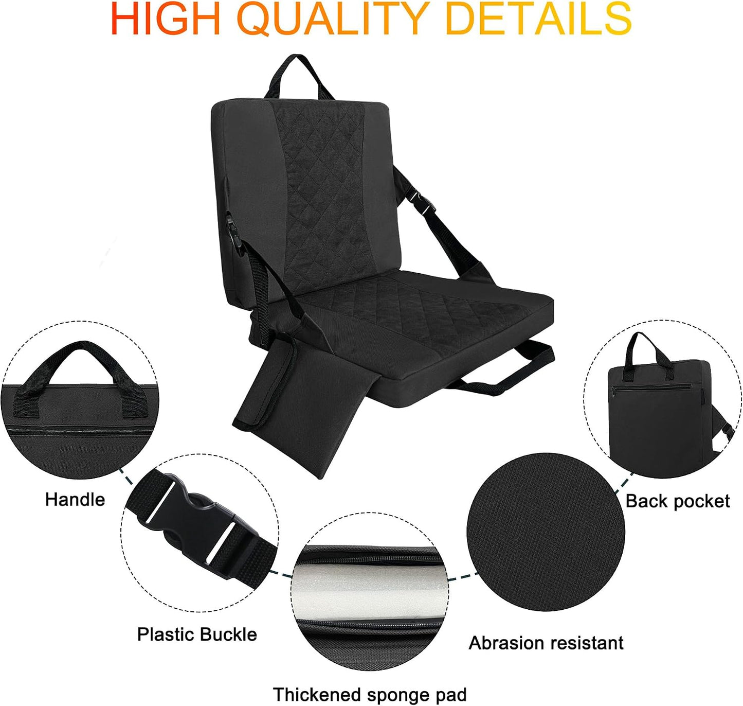 Heated Stadium Seats for Bleachers,Foldable Heated Seat Cushion,Portable Seat Pad,USB Powered Great for Outdoor Sports,Concerts,Camping (No Power Bank) (Grey)