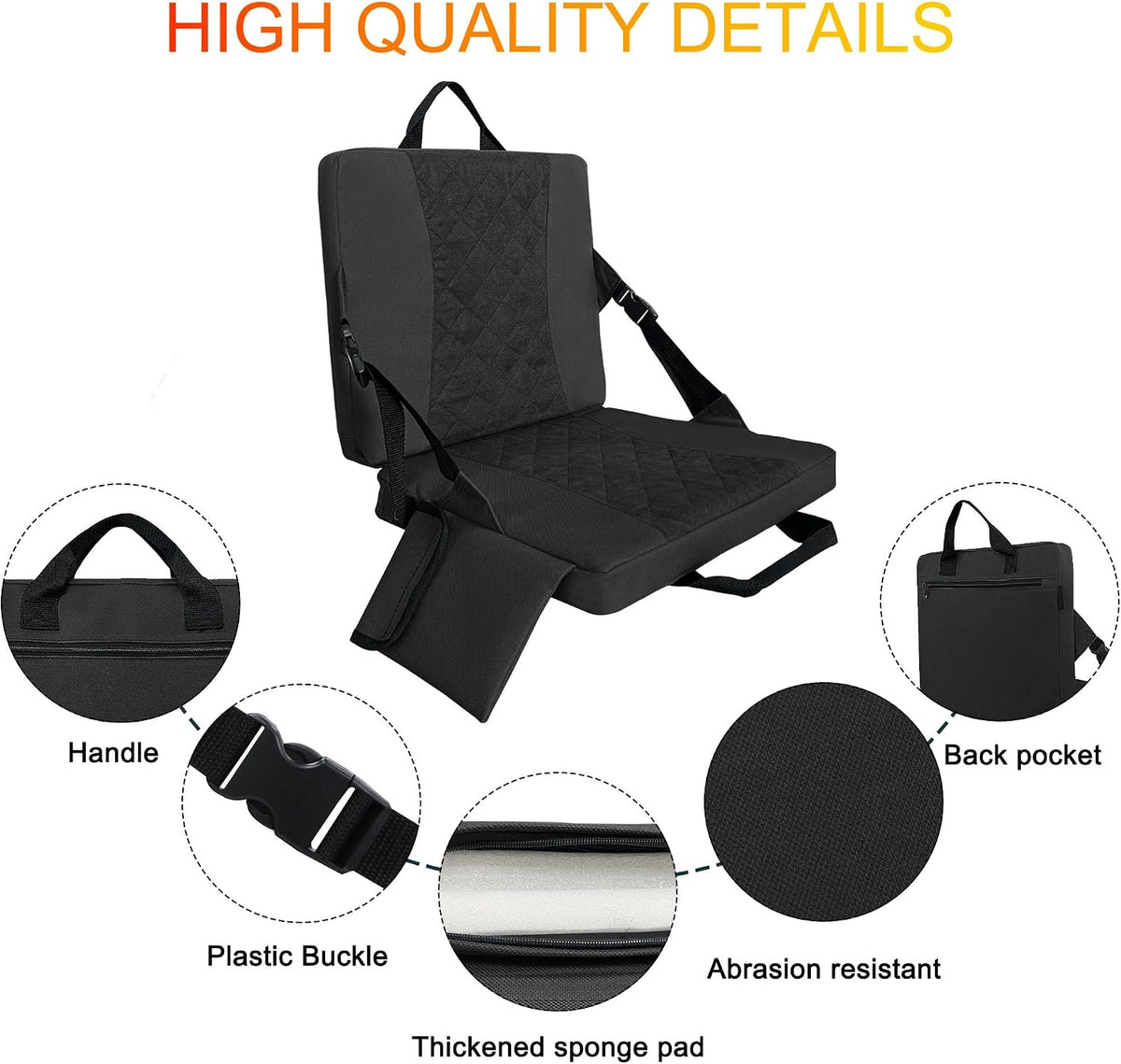 Heated Stadium Seats for Bleachers,Foldable Heated Seat Cushion,Portable Seat Pad,USB Powered Great for Outdoor Sports,Concerts,Camping (No Power Bank) (Grey)