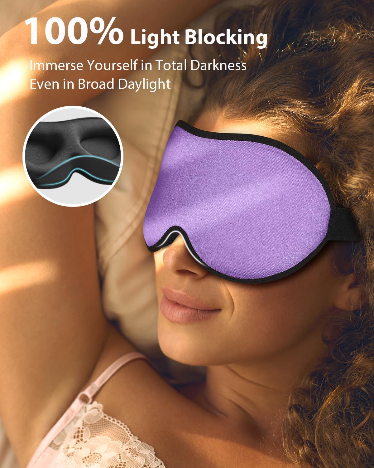 MABAO Weighted Sleep Mask, 100% Blackout Blindfold for Sleeping, Black | 3D Contoured for Lash Extension, Zero Eye Pressure for Women Men, Memory Foam Cover, Soft Gentle Pressure, Blindfold, Travel