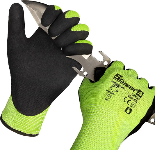 Schwer 2 Pairs A7 Cut Resistant Work Gloves, Touchscreen, CR3027, L