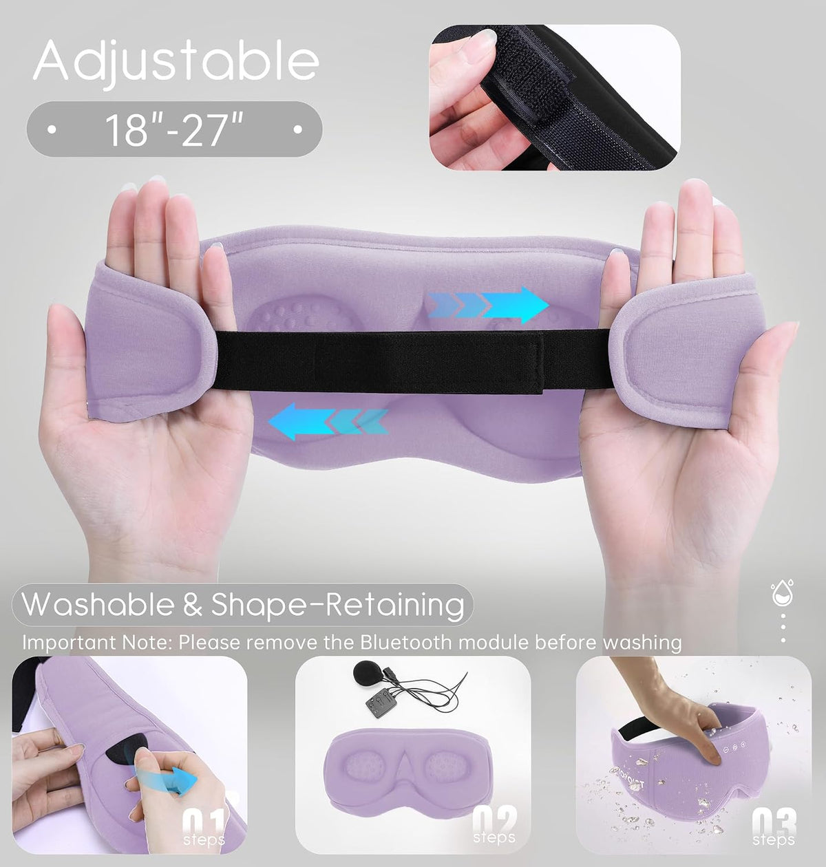 Sleep Mask with Headphones Bluetooth 5.4, TOPOINT 3D Eye Mask Blackout with Soft Bamboo Cotton for Side Sleepers Women Men, Sleep Headphones Earphones HD Speaker Microphone for Travel Meditation Gift
