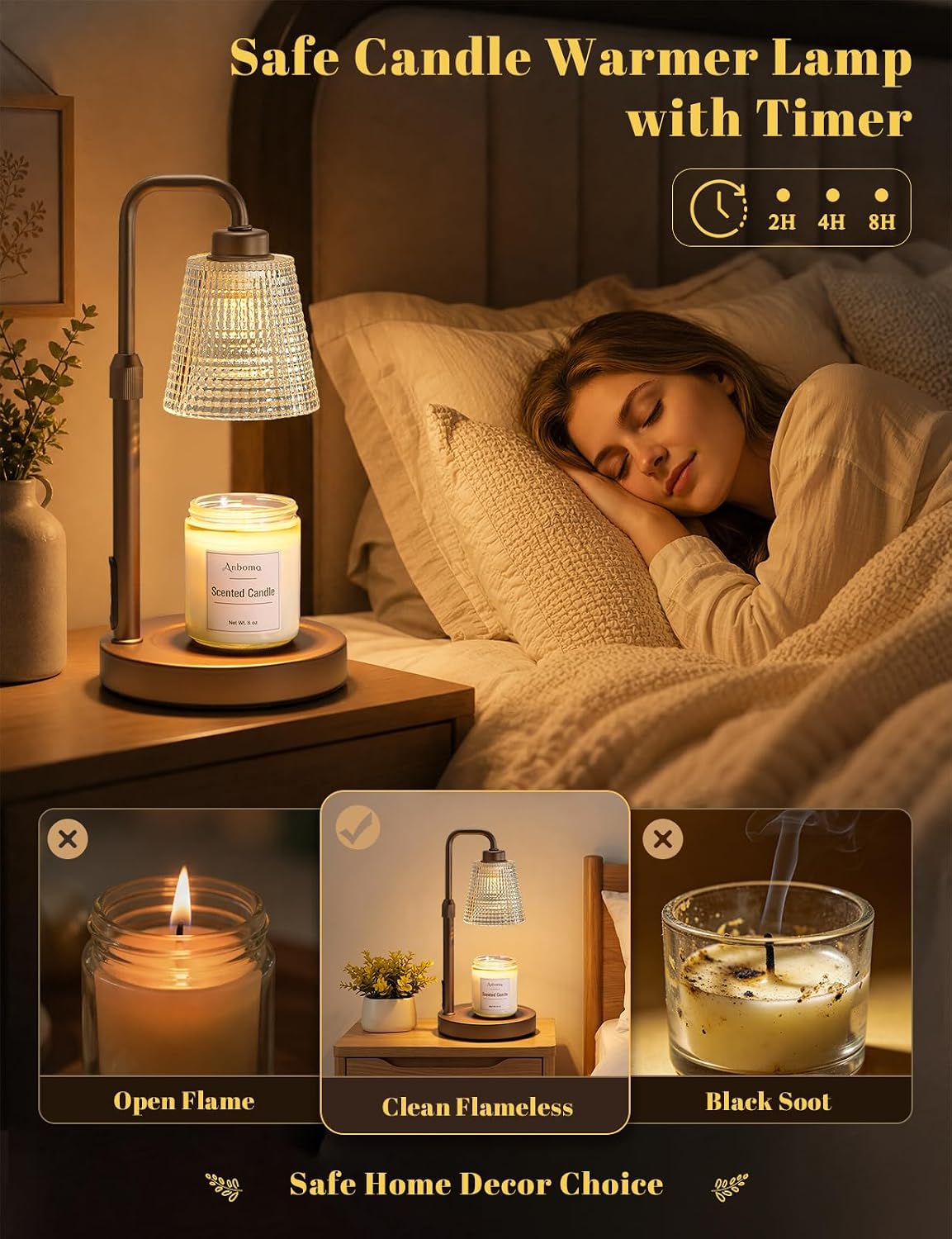Candle Warmer Lamp with Timer, Birthday Gifts for Women, Ideal Fall Decor