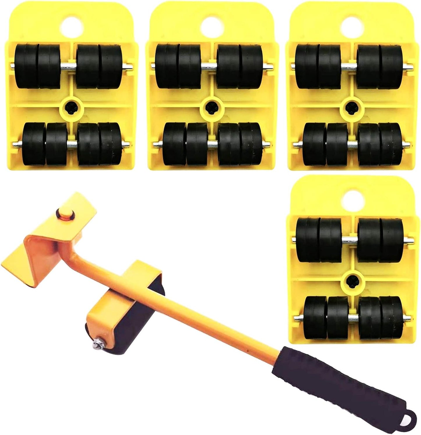 Markeny 5 Pack Mover Tool Set Furniture Lifter Durable Heavy Appliance Furniture Lifting 360 Degree Rotatable Pads, 1 Lifting Rod and 4 Furniture Moving Rollers (Blue)