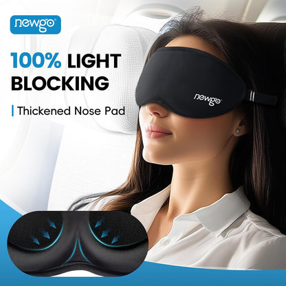 NEWGO 3D Cooling Eye Mask, Weighted Eye Mask for Sleeping, Black | Hot Cold Therapy Blackout Mask for Puffiness, Dark Circles, Headache, Stress Relief, Travel, and Gift