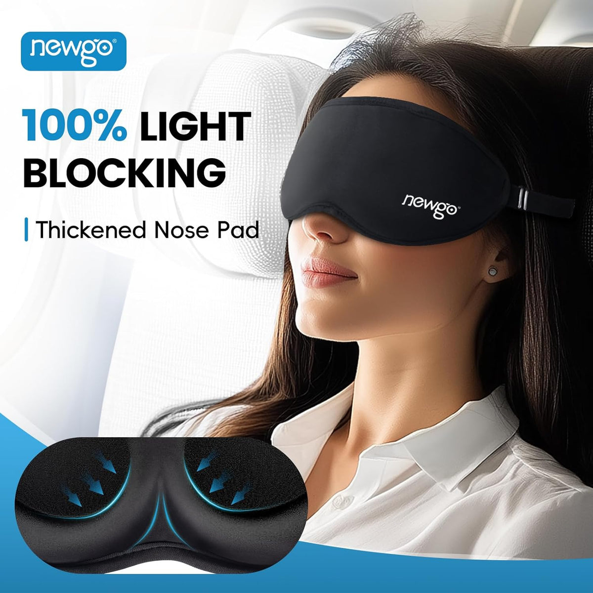 NEWGO 3D Cooling Eye Mask, Weighted Eye Mask for Sleeping, Black