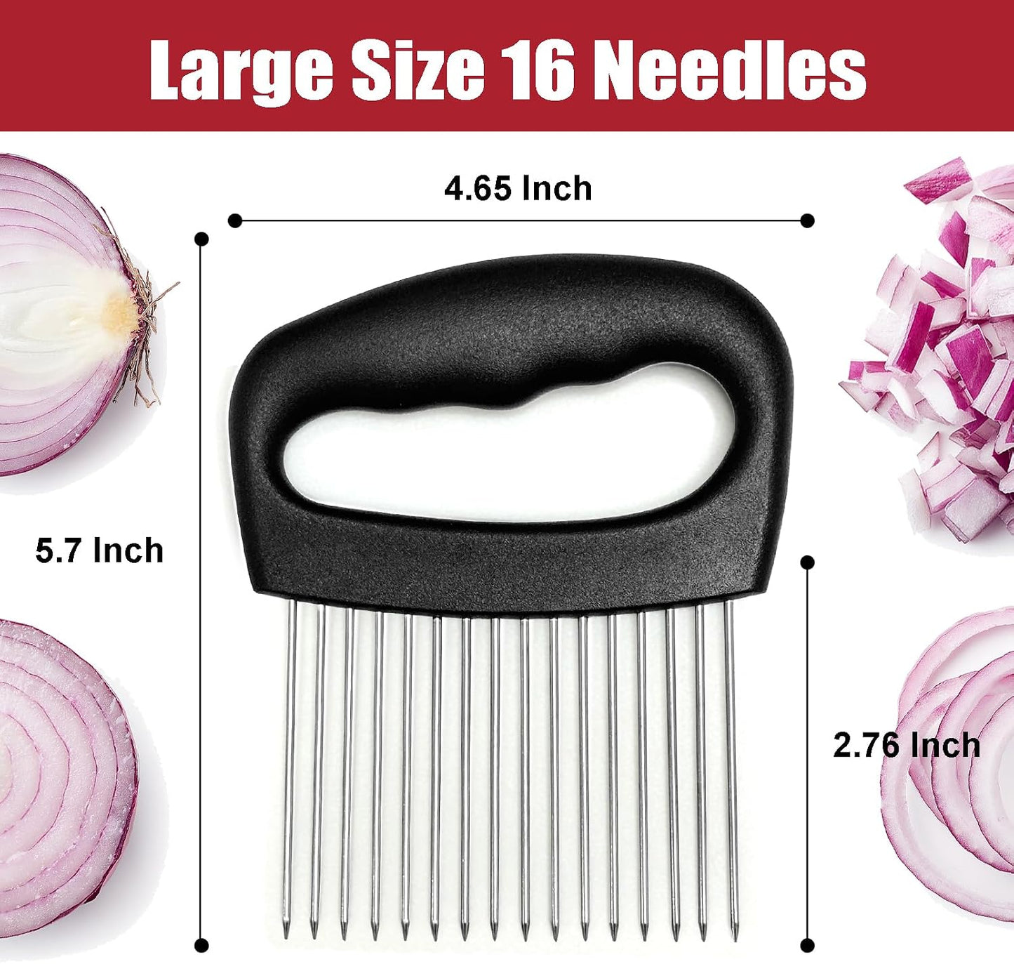 Extra-Large Onion Holder for Slicing, Onion Cutter, Onion Slicer Holder, Stainless Steel Tomato Slicer Vegetable Cutter for Potato, Tomato, Lemon, Meat Tenderizer, Kitchen Food Slicer Guide