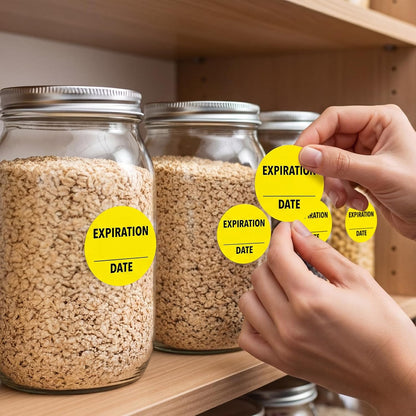1000 Pcs Expiration Date Stickers - 1.5 Inch Small Food Labels for Marking Organizing Inventory, Food Container or Storage