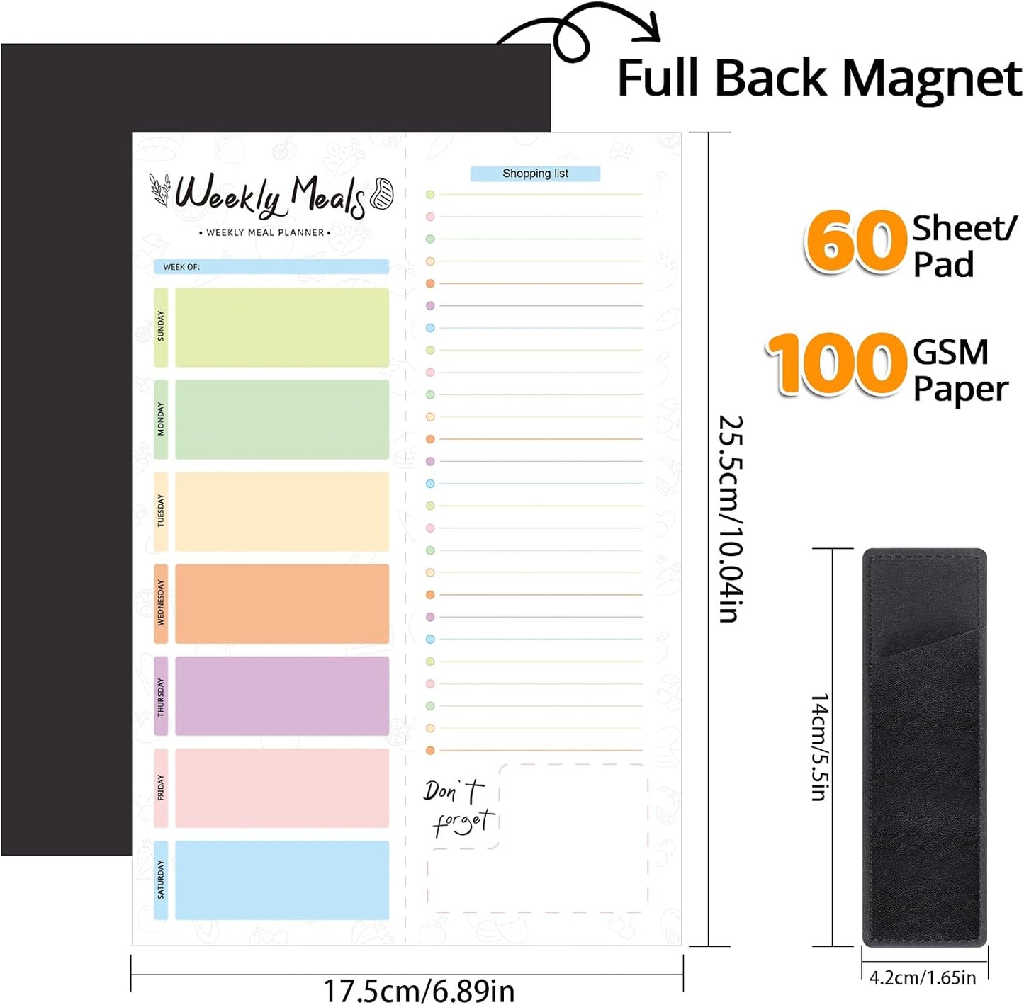 Thboxes 60 Sheets Magnetic Weekly Meal Planner for Fridge, Grocery List Pad | Tear-Off Shopping List, 7x10 In, Flower Design, Full Backing Grip, for Meal Prep, Kitchen, Families, Parents, Home Office