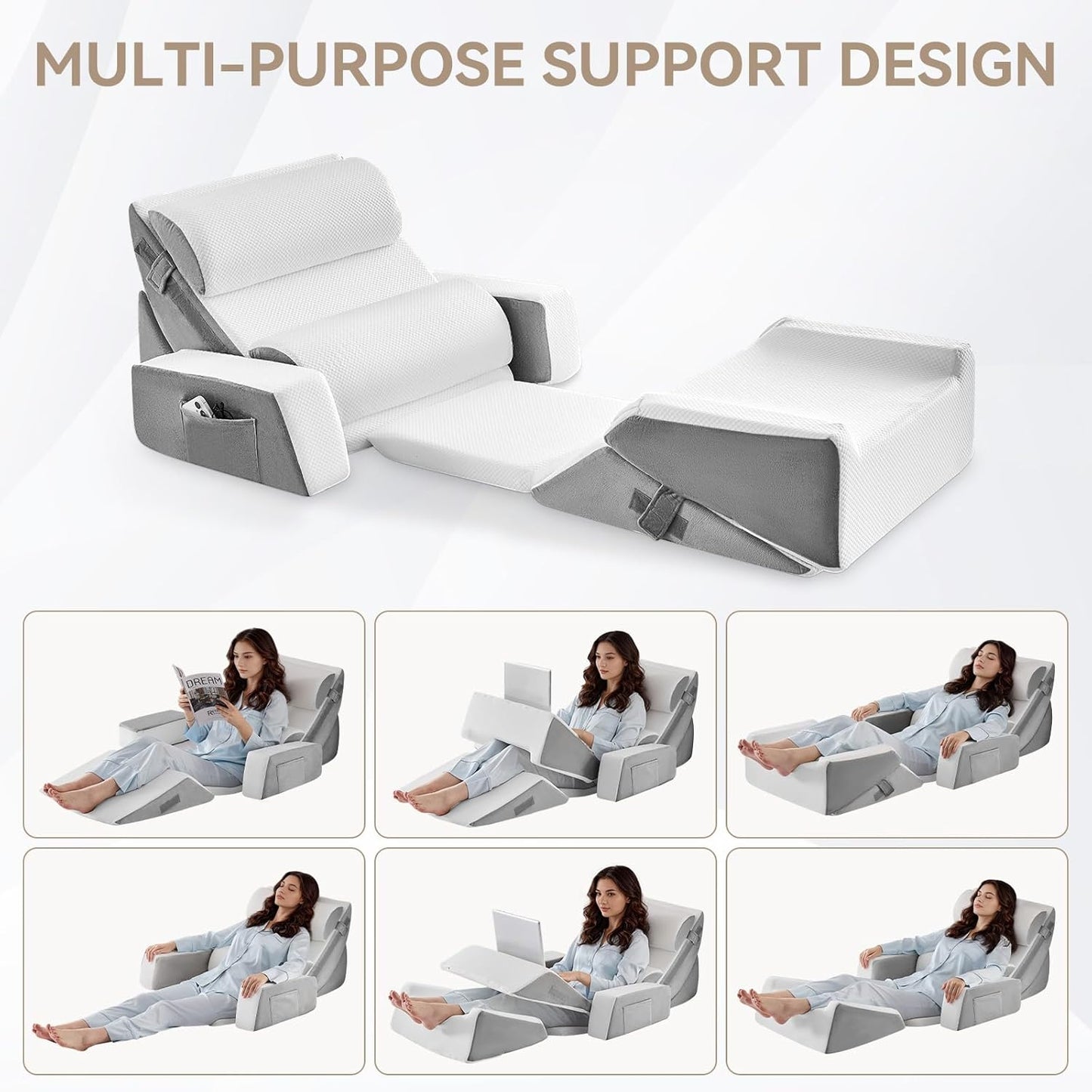 Yojoker Leg Elevation Pillows for Swelling, Memory Foam Wedge Pillow for Legs Blood Circulation, Leg Elevation Pillows for After Surgery, Knee Wedge Pillow for Sleeping Back Hip Ankles Relief