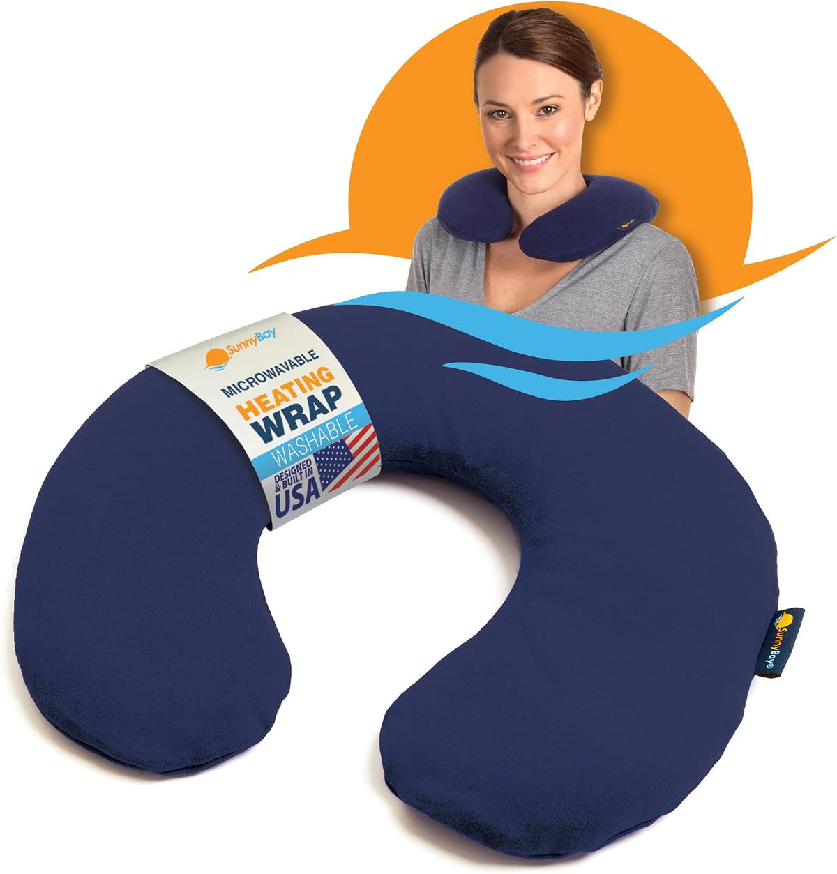 SunnyBay Microwavable Heating Pad, Neck Pillow, Flaxseed Fill, 2.5 lb, Navy