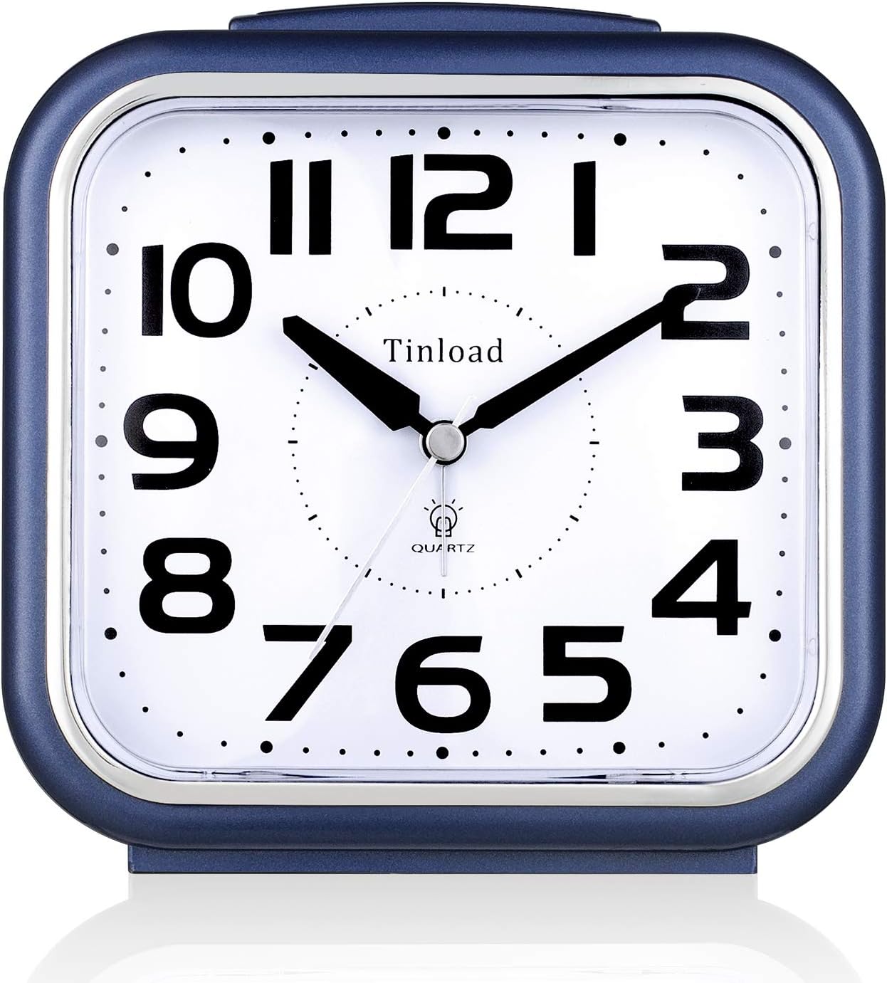 Tinload 5.5" Large Analog Alarm Clock Silent Non Ticking, Gentle Wake, Beep Sounds, Increasing Volume, Battery Operated Snooze and Manual Light, Easy Set, Black (Best for Elder)