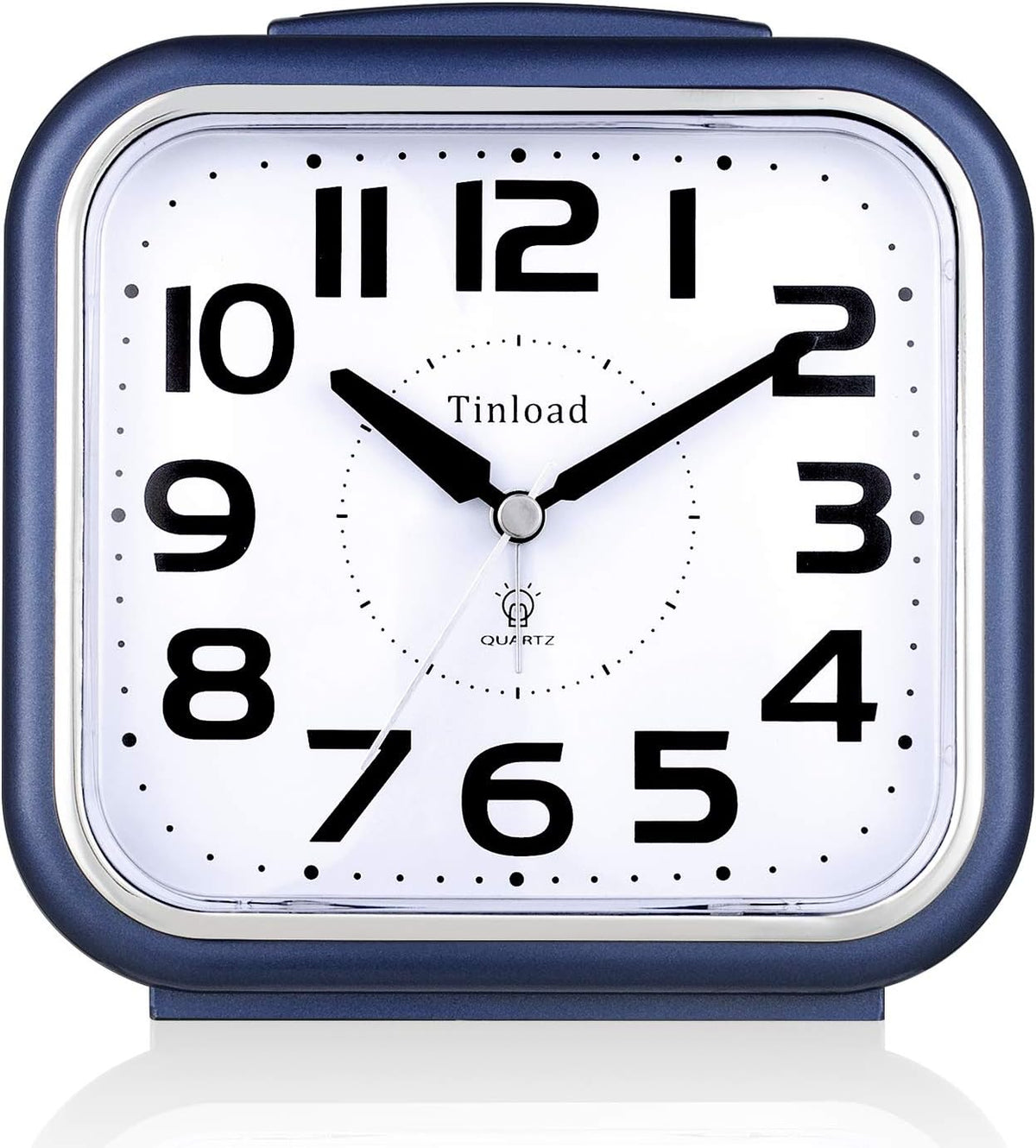 Tinload 5.5" Large Analog Alarm Clock Silent Non Ticking, Gentle Wake, Beep Sounds, Increasing Volume, Battery Operated Snooze and Manual Light, Easy Set, Black (Best for Elder)