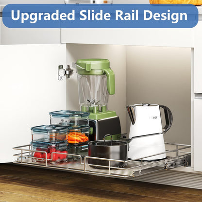 ROOMTEC Pull Out Cabinet Organizer, Pull Out Shelves 5½" W x 21½" D, Heavy Duty Cabinet Drawers Slide Out Kitchen Organizers Storage Shelf