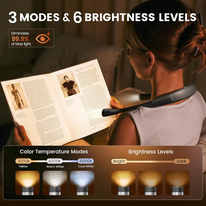 Glocusent Upgraded Neck Light,100Hrs Slimmer Reading Light for Books in Bed