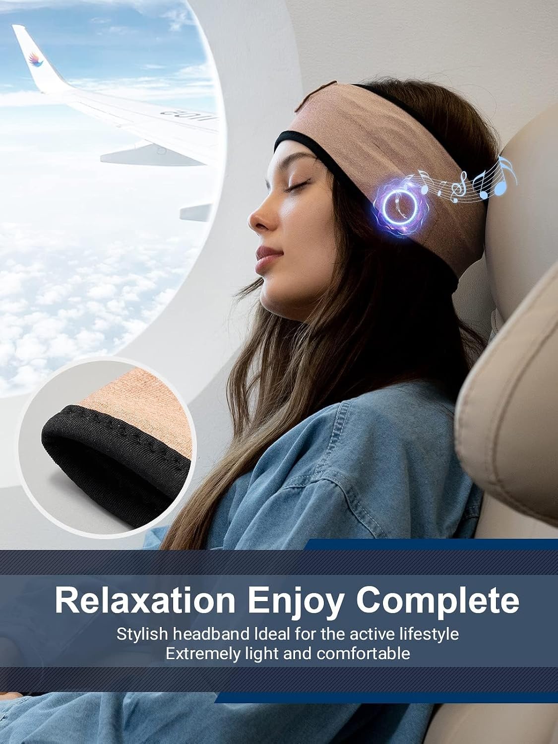 Lullaband Sleep Headphones, Bluetooth Headband Headphones with 12-Hour Battery, Soft Headband for Sleeping, Travel, Exercise, Yoga & Relaxation