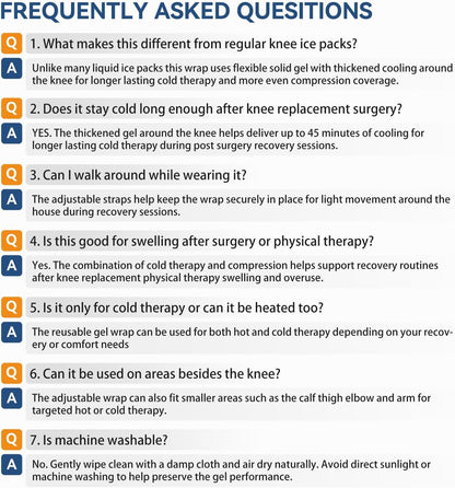 Knee Ice Pack Wrap, Long-Lasting Cold Compression for Knee Pain Relief | Thickened Gel, Stays Cold Longer, Soft After Freezing, Adjustable Fit, No Slip, Full Wrap cooling, Reusable Cold Hot Therapy