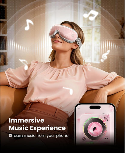 BOB AND BRAD Eye Massager with Heat FSA Eligible HSA, Birthday Gifts for Women Men Mom, Heated Eye Mask for Migraines with Music, Smart Migraine Massager for Dry Eyes Relief & Improve Sleep