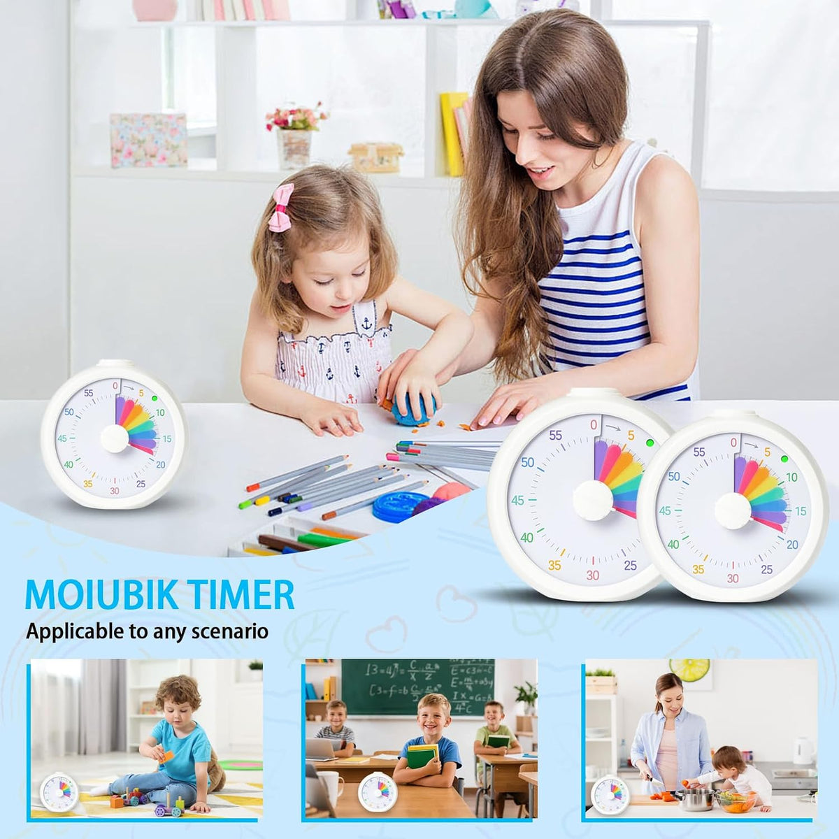 Visual Timer for Kids 60 Minute Countdown Timer Rainbow Disk Desk Timer Clock for Classroom Study Office Kitchen with Silent Operation (Purple)
