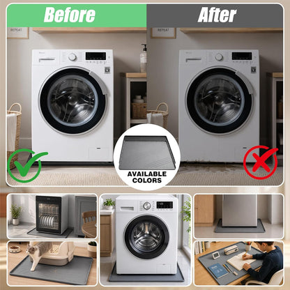 Washing Machine Pan, Drain Pan, Large 33×30/4 LBS Silicone Drain Pan, Waterproof Non-Slip Drip Tray with Raised Edge, Anti-Vibration Floor Leak Protector for Washer, Dryer and Laundry Room