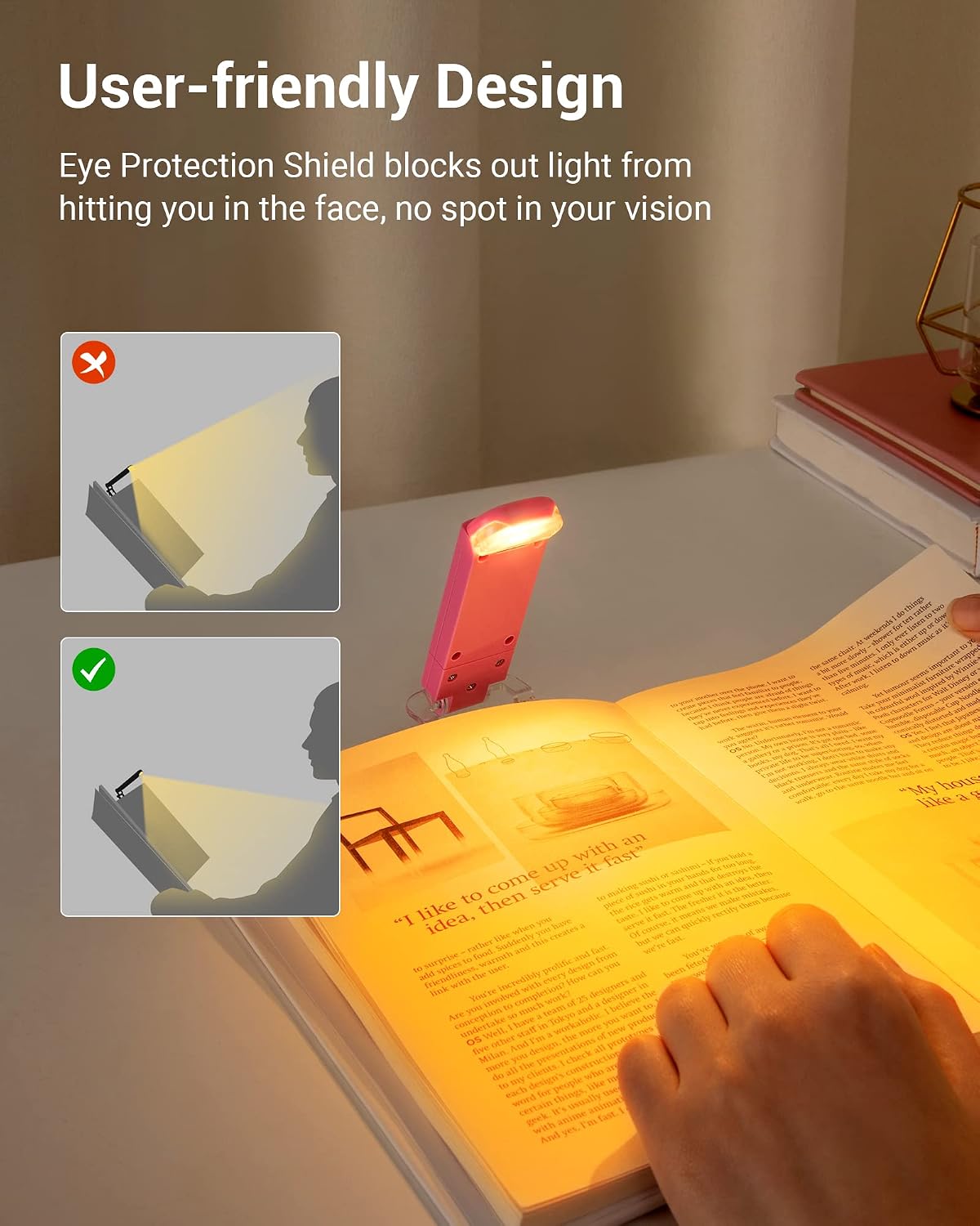 DEWENWILS Book Light, Amber Warm Clip On LED with 3 Adjustable Brightness for Eye Protection, Rechargeable USB Long Lasting Reading Light, Gifts for Bookworms, Kids (Black)