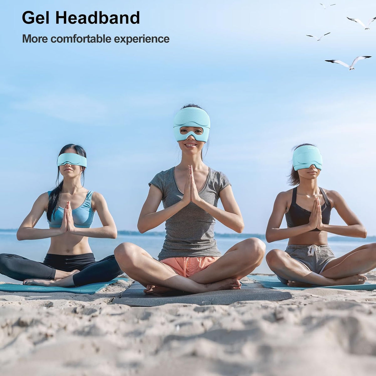 2 in 1 Migraine Relief Cap with Gel Eye Mask, Headache Relief Cap Ice Head Wrap Hot and Cold Therapy Hat Gift for Women for Headache Puffy Eyes Sinus and Tension Stress Relief (Light Purple)