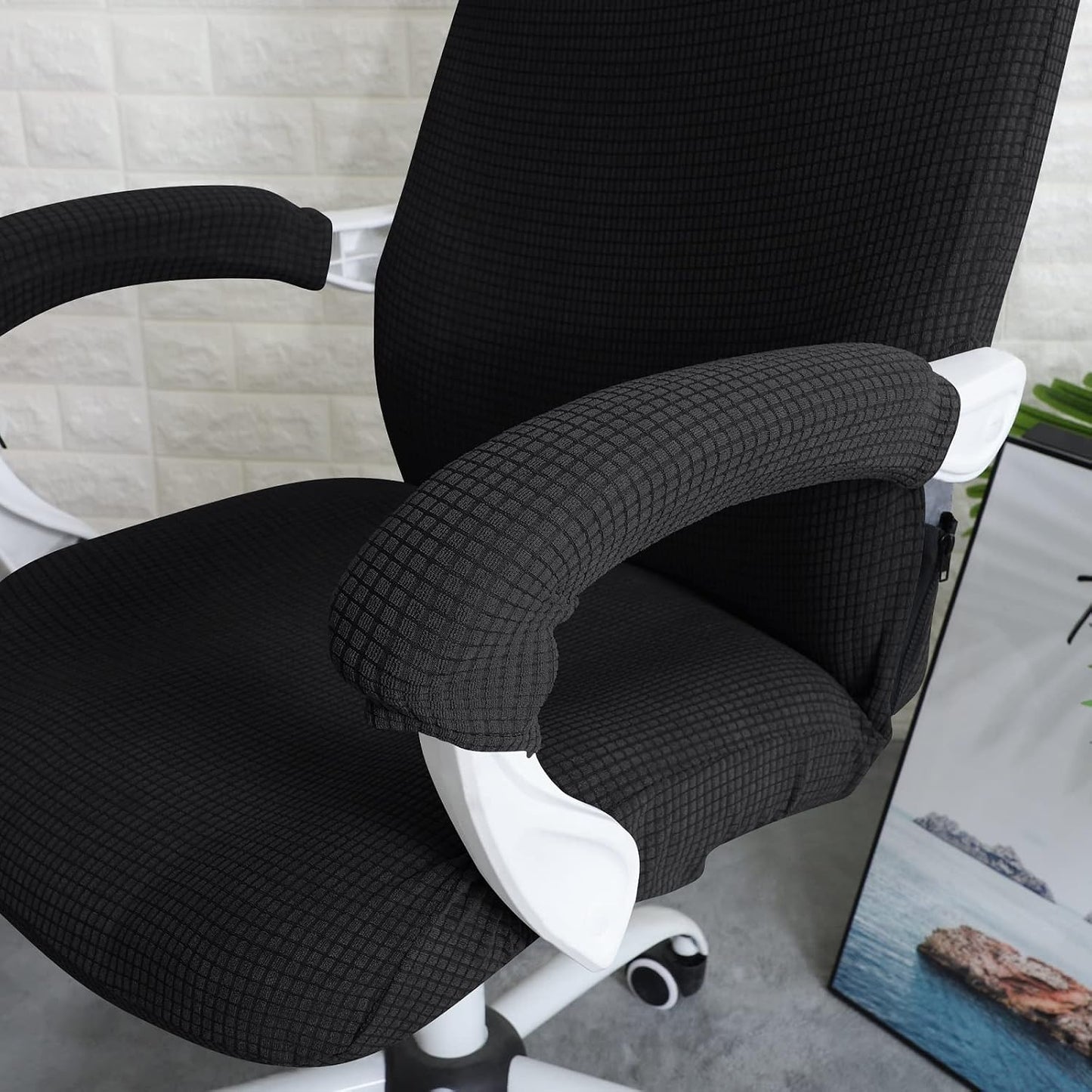 FORCHEER Office Chair Armrest Cover with Zipper 15inch Stretchable Water Resistant Computer Office Chair Arm Rest Slipcover for Desk Chairs Arm 2Pack-Army Green