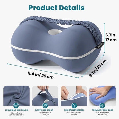 Knee Pillow for Side Sleepers - Smooth Spine Alignment Pillow, Memory Foam Knee Pillows for Back Hip Pain, Spine Aligning, Sciatica, Surgery Recovery, Pregnancy