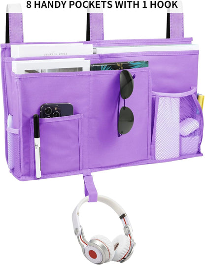 Joyfulife Bedside Caddy Bunk Bed Organizer Bedside Storage Organizer Hanging Bed Organizer Storage Bag Pocket for Bunk, Hospital Beds, College Dorm Rooms, Baby Bed Rails, Camp 8 Pockets (A-Gray)