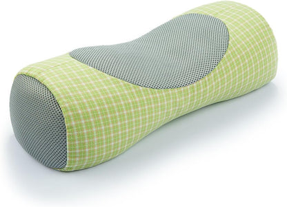 Buckwheat Neck Roll Pillow for Sleeping, 5''x15'' Small Lumbar Roll Pillow for Stiff Pain Relief, Neck Support Back Pain Relax Bolster Pillow with Breathable Plaid Pillow Covers (Blue)