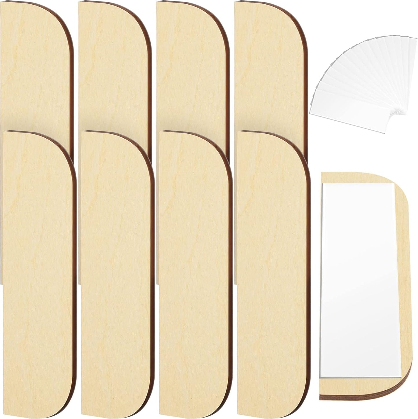 8 Pack 3.5 Inch Hinge Repair Wooden Plate Door Hole Cover Plate Wooden Hinge Filler Wood Repair Kit Kitchen Cabinet Hinges Cabinet Door Blanks with Double Sided Tapes