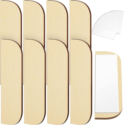 8 Pack 3.5 Inch Hinge Repair Wooden Plate Door Hole Cover Plate Wooden Hinge Filler Wood Repair Kit Kitchen Cabinet Hinges Cabinet Door Blanks with Double Sided Tapes