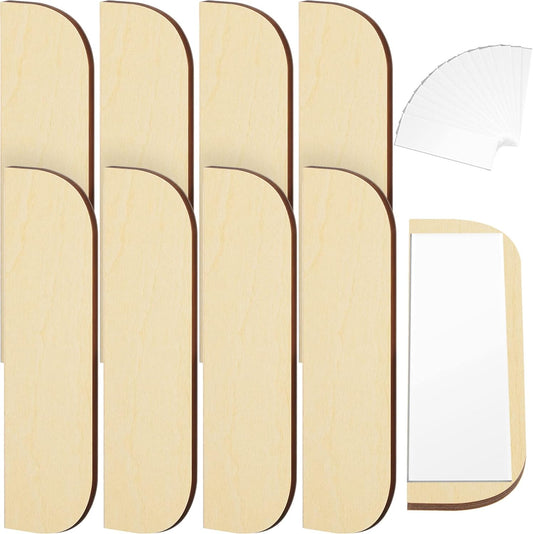 8 Pack 3.5 Inch Hinge Repair Wooden Plate Door Hole Cover Plate Wooden Hinge Filler Wood Repair Kit Kitchen Cabinet Hinges Cabinet Door Blanks with Double Sided Tapes