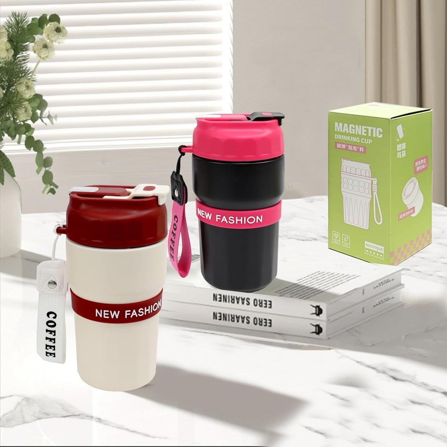 Portable 16OZ Insulated Tumbler with Magnetic Tea Infuser, Water Bottle | Stainless Steel, BPA-Free, Magnetic Detachable Strainer, One-Touch Brewing, For Loose Leaf Tea, Gift for Men & Women