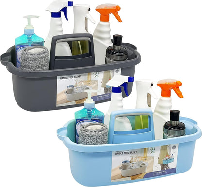 Goderewild Multi-Purpose Plastic Cleaning Caddy with Handle, Shower Caddy Organizer/Storage Basket/Totes Portable for Bathroom Supplies, Cleaning Products, Under Sink Tool, Housekeepers (Grey)