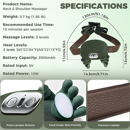 Neck Shoulder Massager with Heat, 4D Bionic Kneading Deep Tissue Relief
