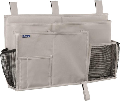 Surblue Bedside Caddy Hanging Organizer Storage Bag Pocket for Bunk, Hospital, College Dorm Rooms, Baby Bed Rails, Camp - 4 Pockets, 2 Hooks (Blue)
