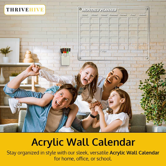 Acrylic Home Calendar Organization Board - Refrigerator Schedule Planner for Fridge or Wall - Weekly Magnetic Calendar for Refrigerator, Dry Erase Whiteboard